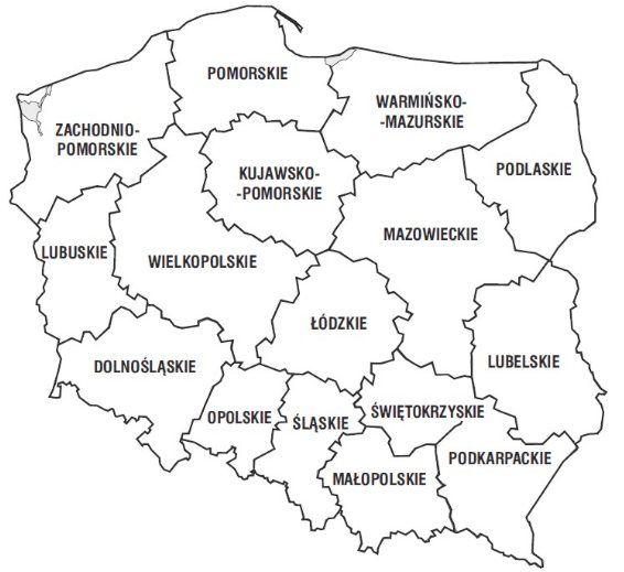 mapa Polski obszarowa
